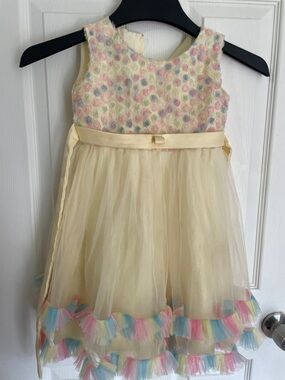 Ivory Tulle Party Dress with Pastel Rosette Bodice